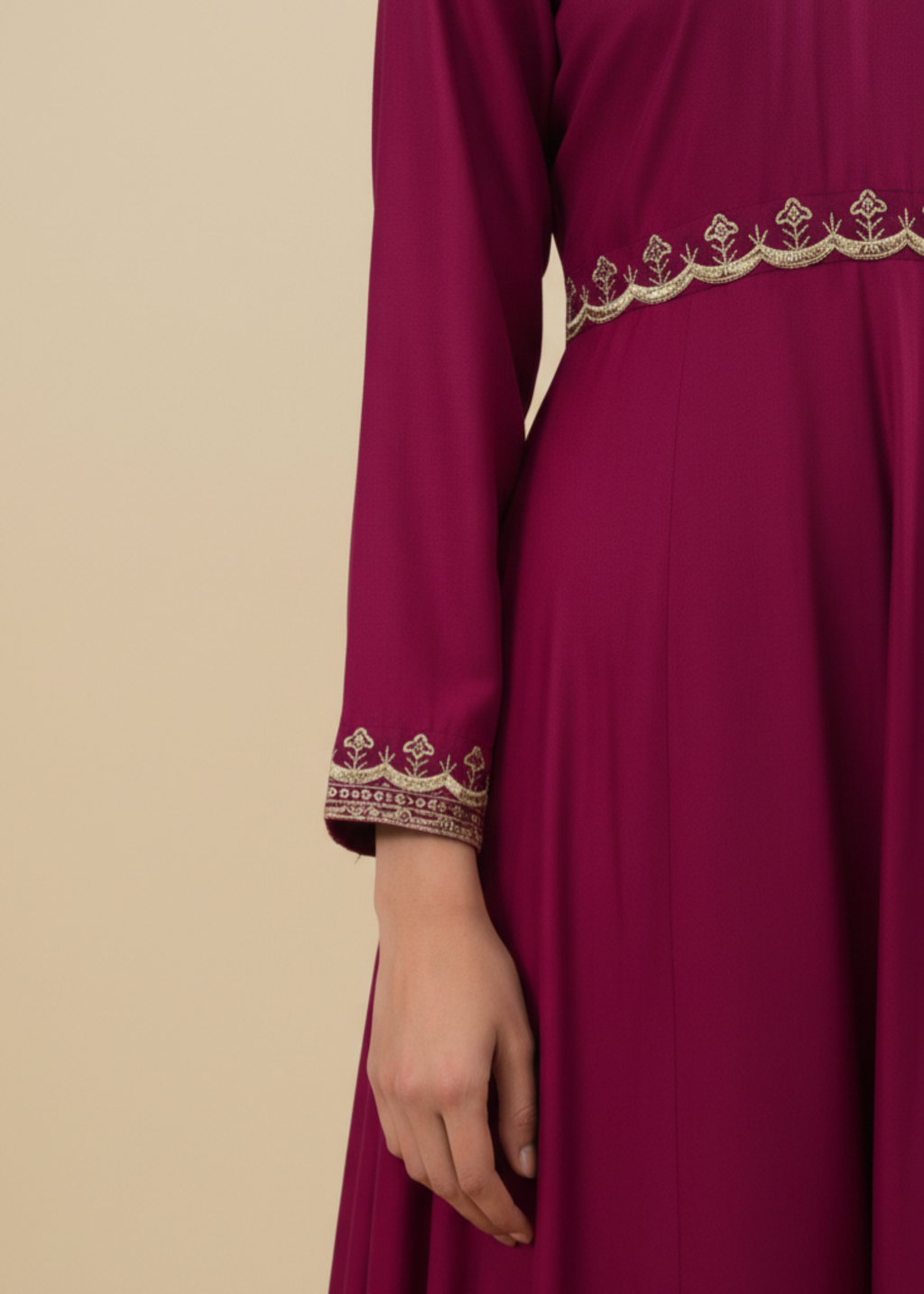 Embroidered Flared Pishwas Linen Suit – Red, Winter Wear