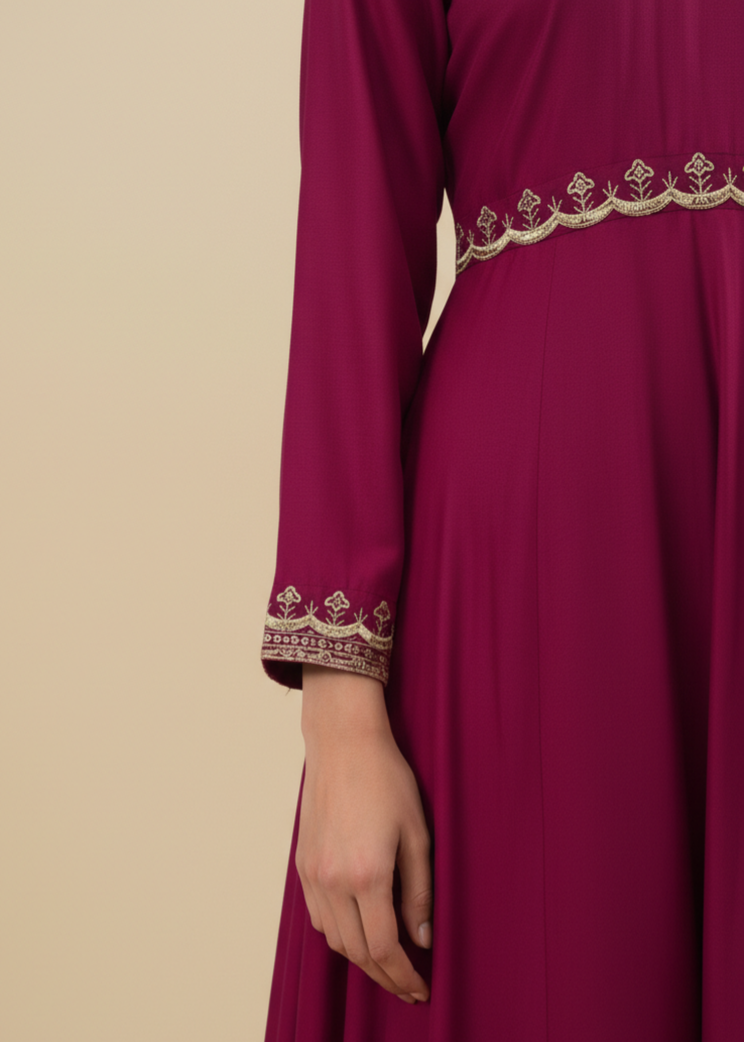 Embroidered Flared Pishwas Linen Suit – Red, Winter Wear