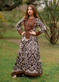 Embroidered Poly Silk A-Line Kurta 2-Piece Suit – Black, Burnt Umber, Khaki Brown