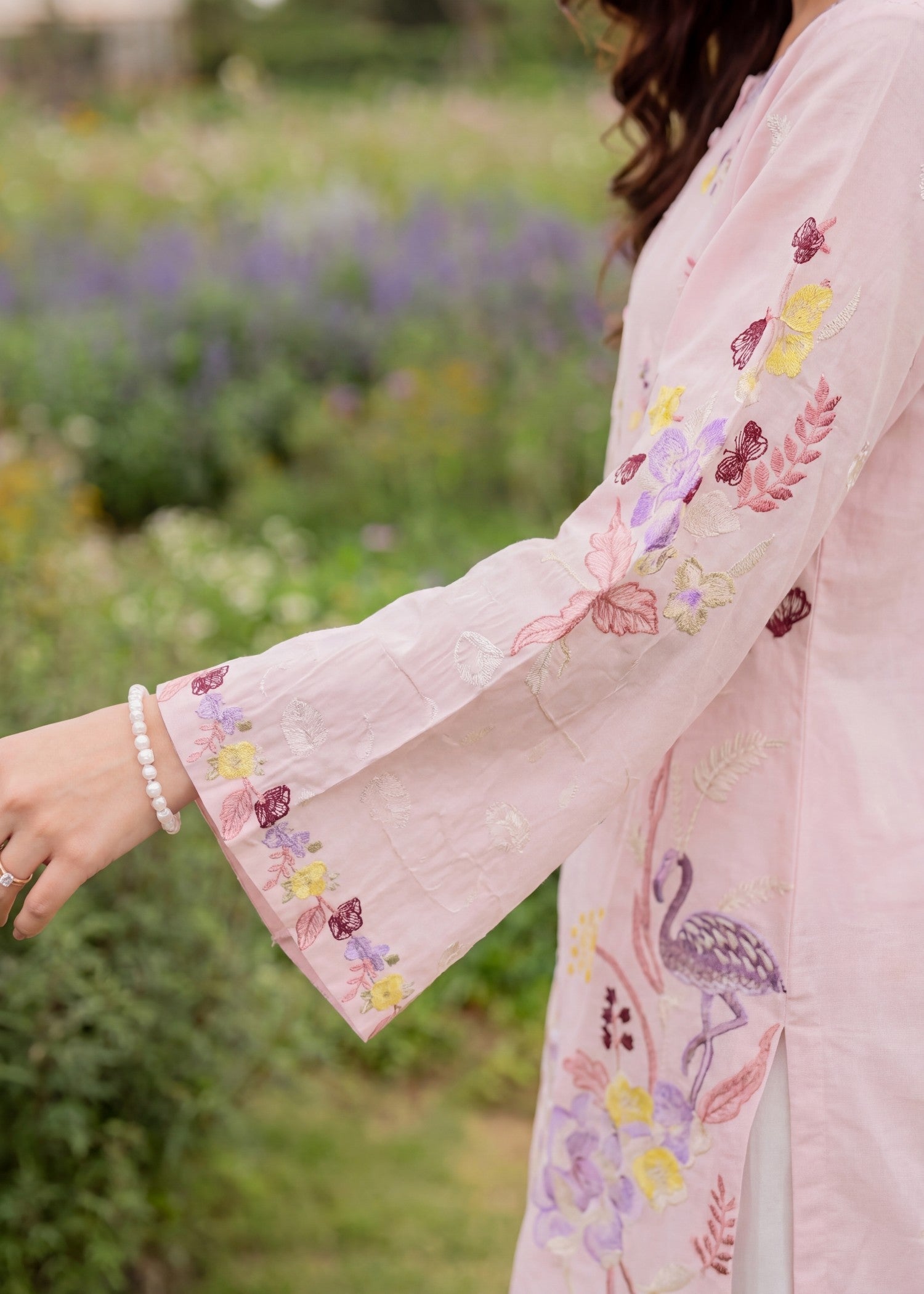 Embroidered Lawn Flapper Suit – Pink, Voile Dupatta