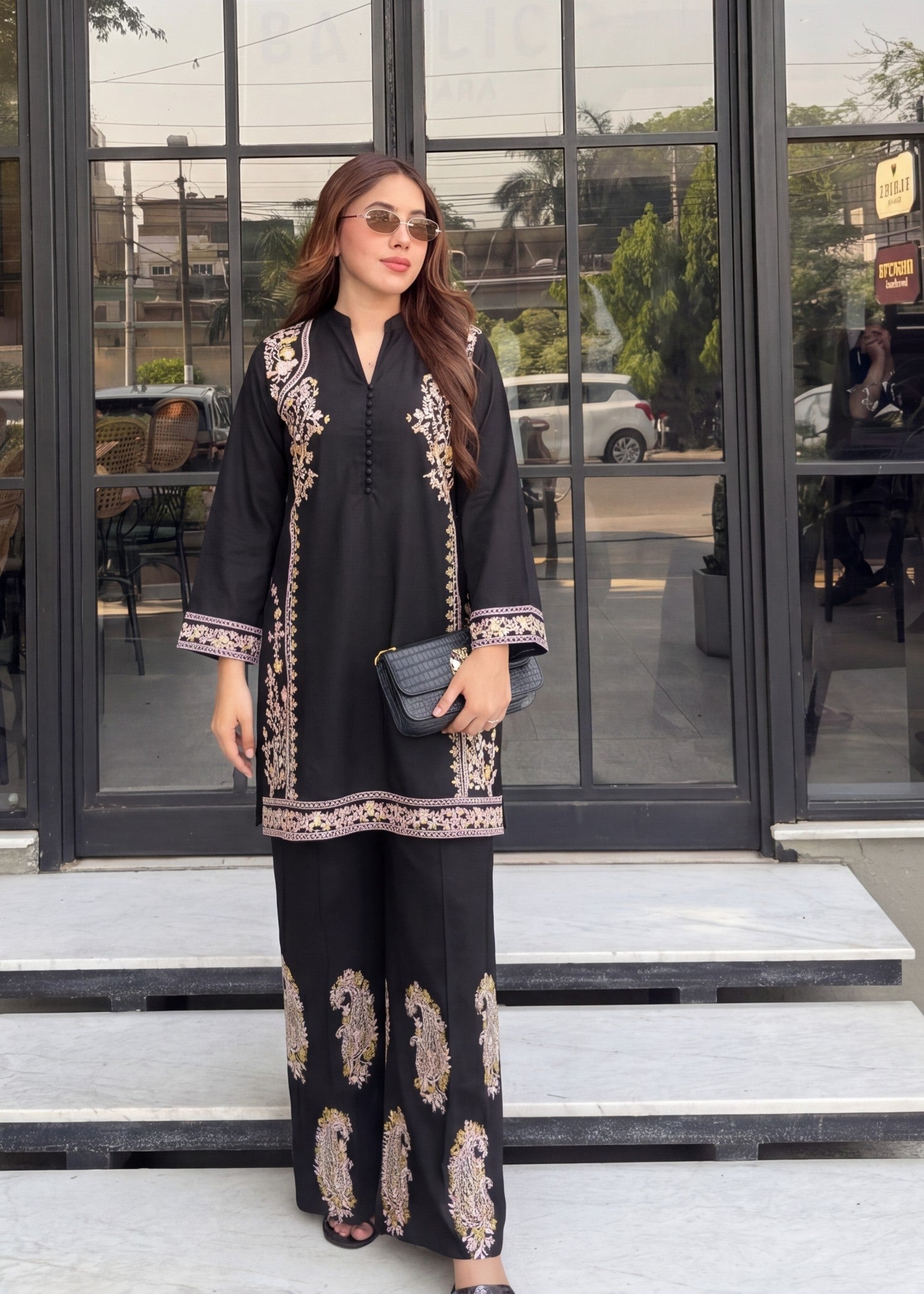 Embroidered Lawn Flapper Suit – Black, Summer Wear