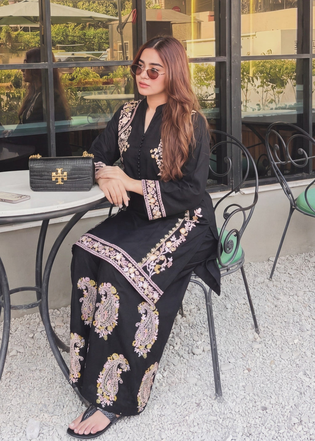 Embroidered Lawn Flapper Suit – Black, Summer Wear