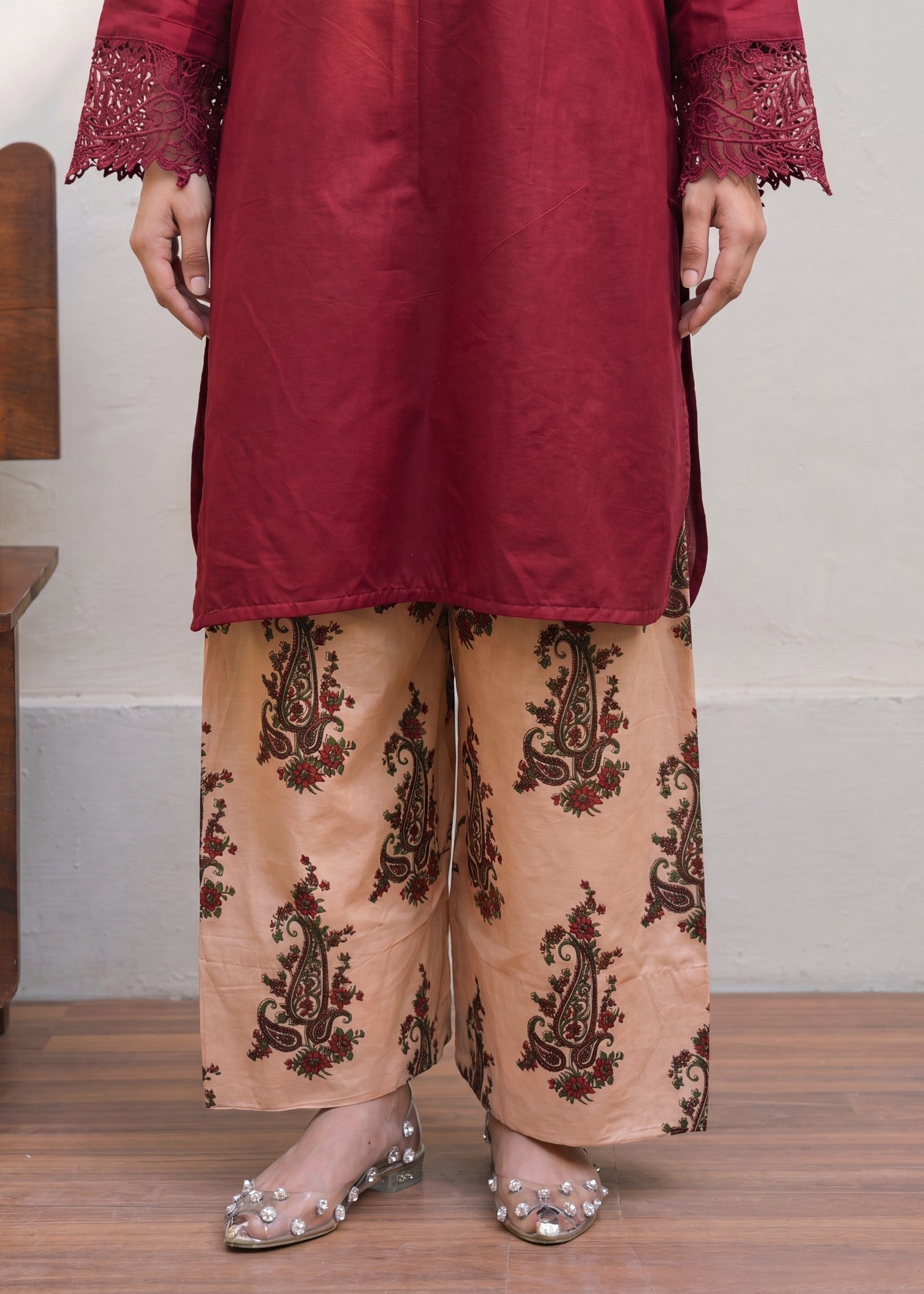 Embroidered Lawn 2-Piece Suit – Maroon, Summer Wear