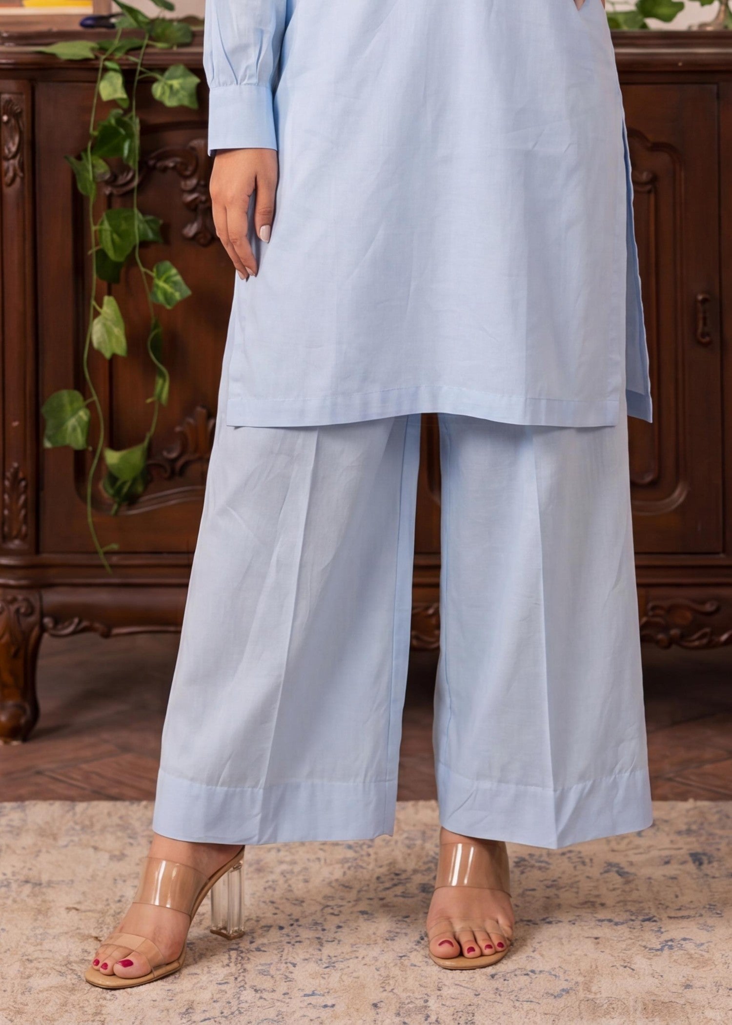 Primary title: Tasseled Lawn Flapper Suit – Sky Blue, Summer Wear