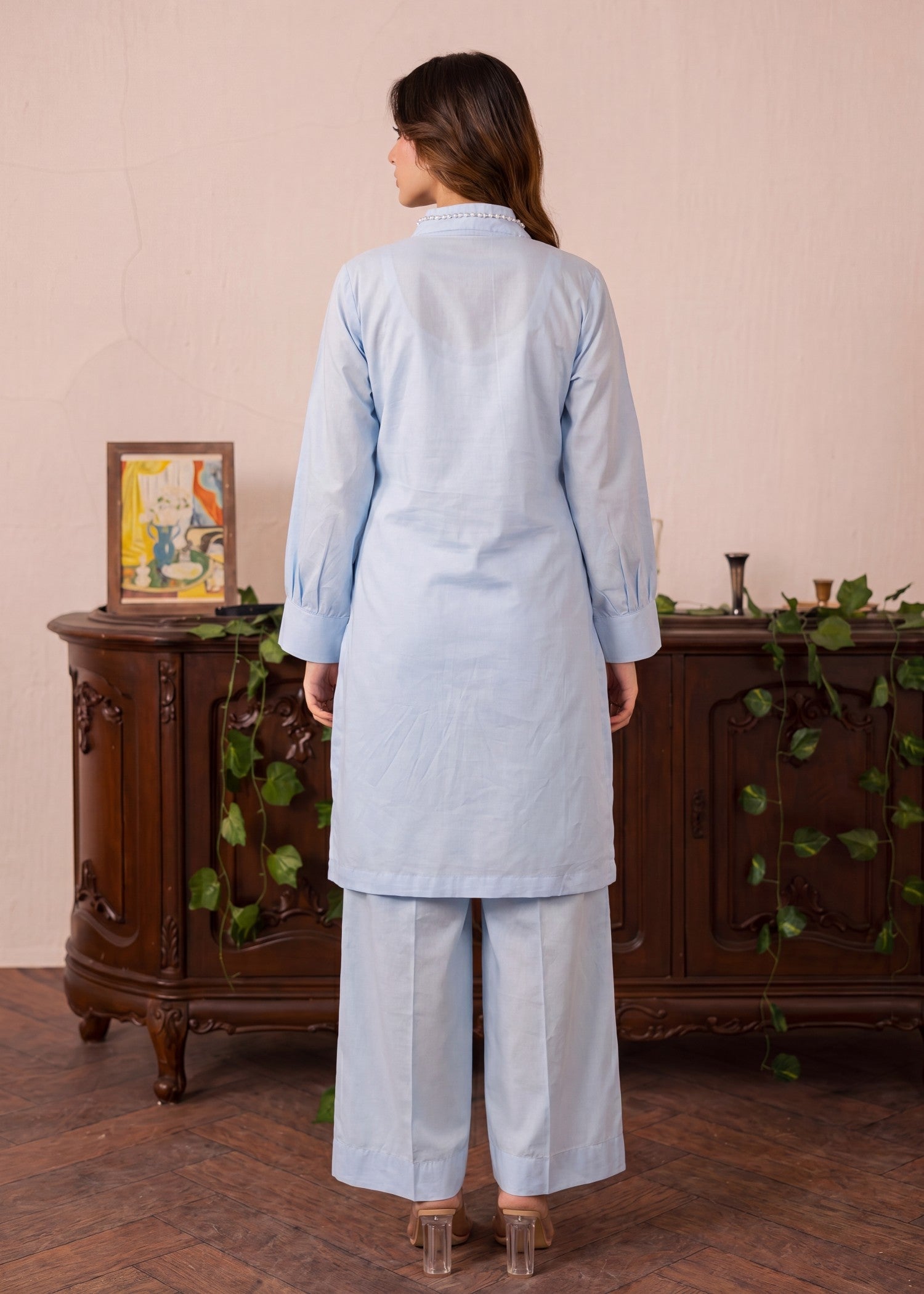 Primary title: Tasseled Lawn Flapper Suit – Sky Blue, Summer Wear