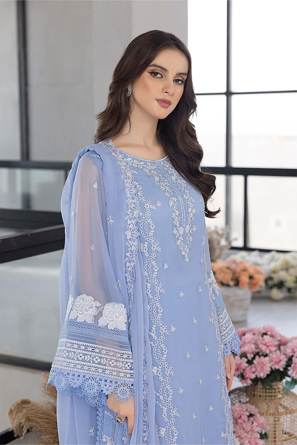 Festive Embroidered Chiffon 3PCS - NY1123
