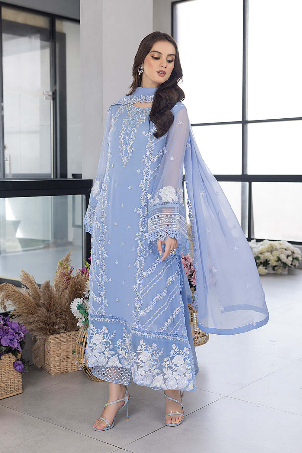 Festive Embroidered Chiffon 3PCS - NY1123