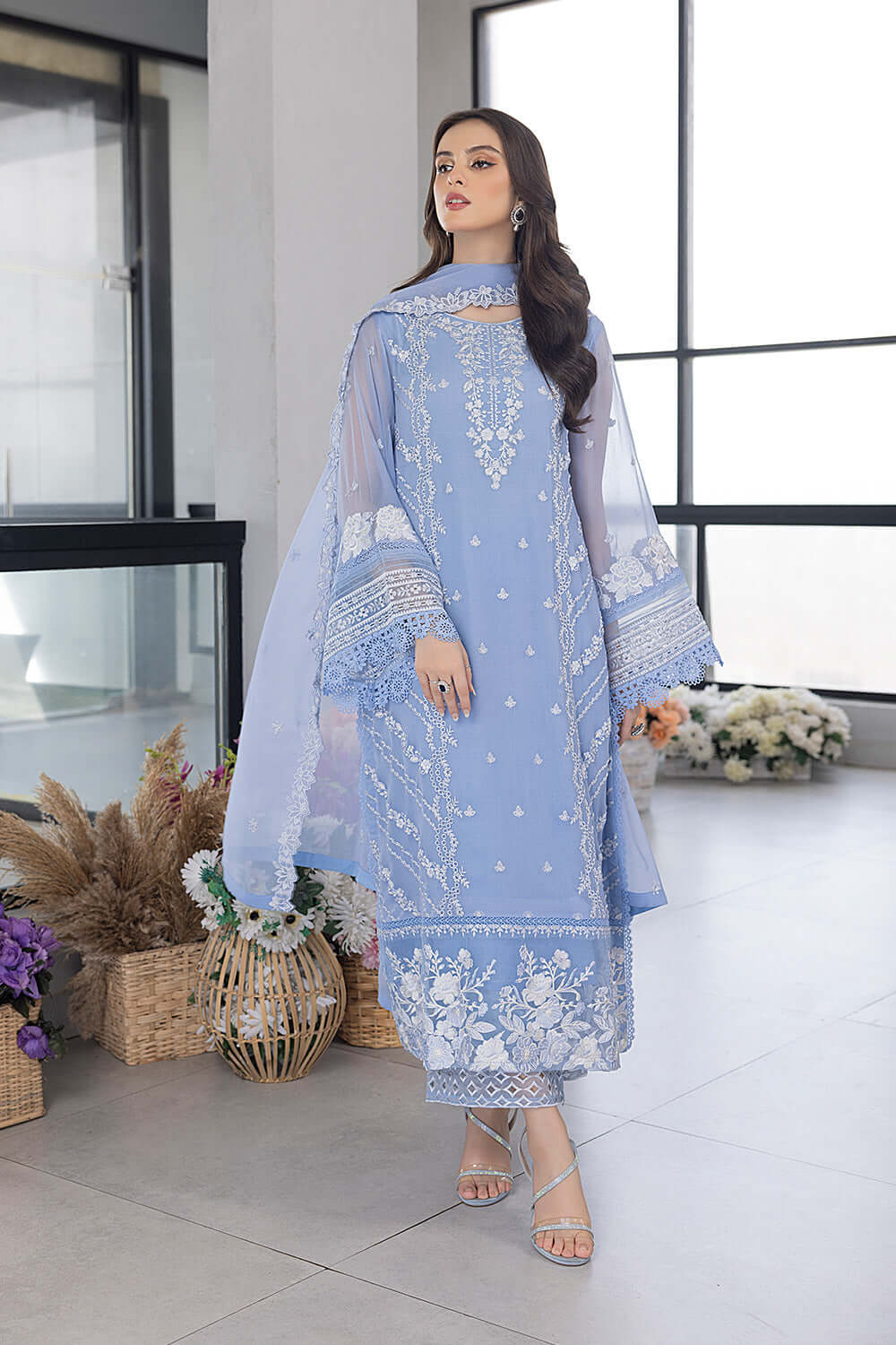 Festive Embroidered Chiffon 3PCS - NY1123