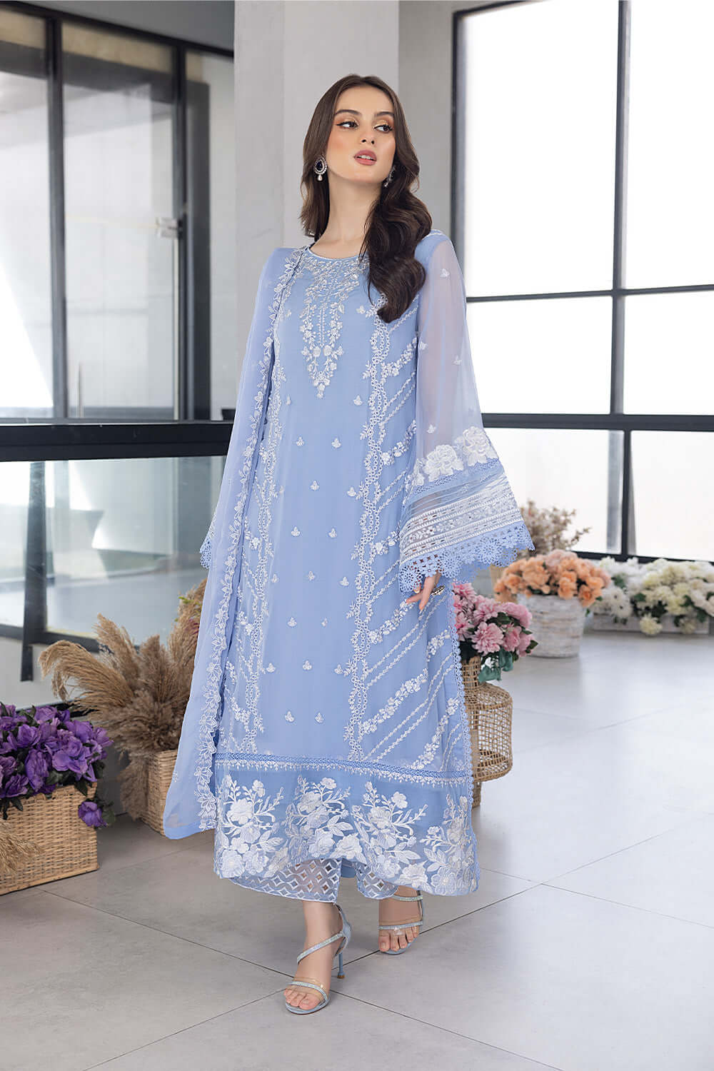 Festive Embroidered Chiffon 3PCS - NY1123