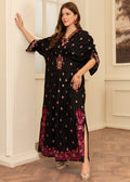 Embroidered Lawn Long Kaftan – Black, Festive Wear