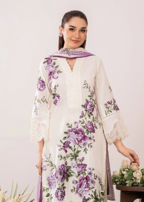 Embroidered Lawn 3-Piece Suit – White with Manaar Dupatta, Summer Daily Wear