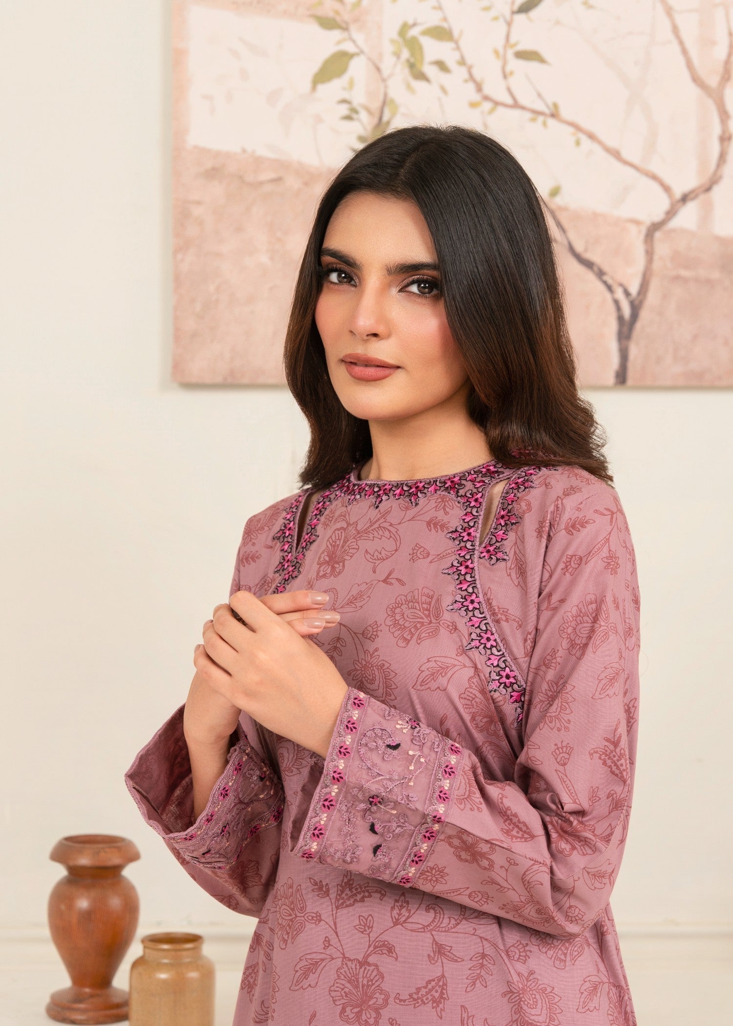 Embroidered Lawn Flapper Suit – Pink, Summer Wear