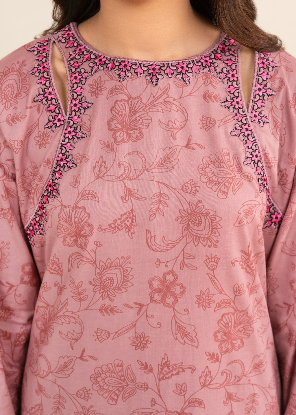 Embroidered Lawn Flapper Suit – Pink, Summer Wear