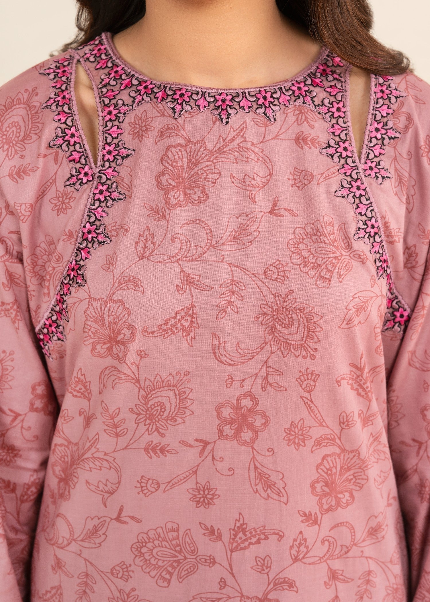 Embroidered Lawn Flapper Suit – Pink, Summer Wear
