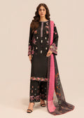 Embroidered Lawn Farshi Shalwar Suit – Black, Manaar Dupatta