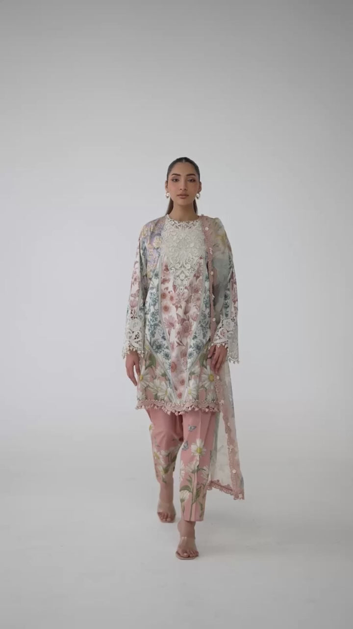 Embroidered Printed Lawn 3-Piece Suit – Chiffon Dupatta, Summer Festive Wear